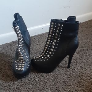 Black Angle rhinestone boots